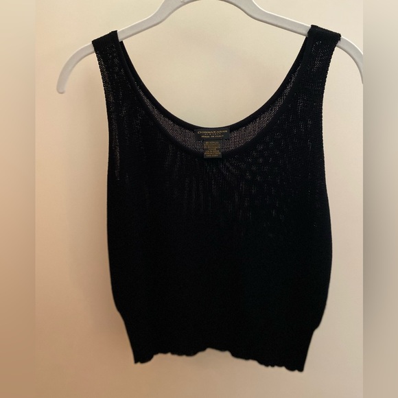 VTG Donna Karan New York Black Knit Cropped Vest Top Size M - Picture 7 of 9